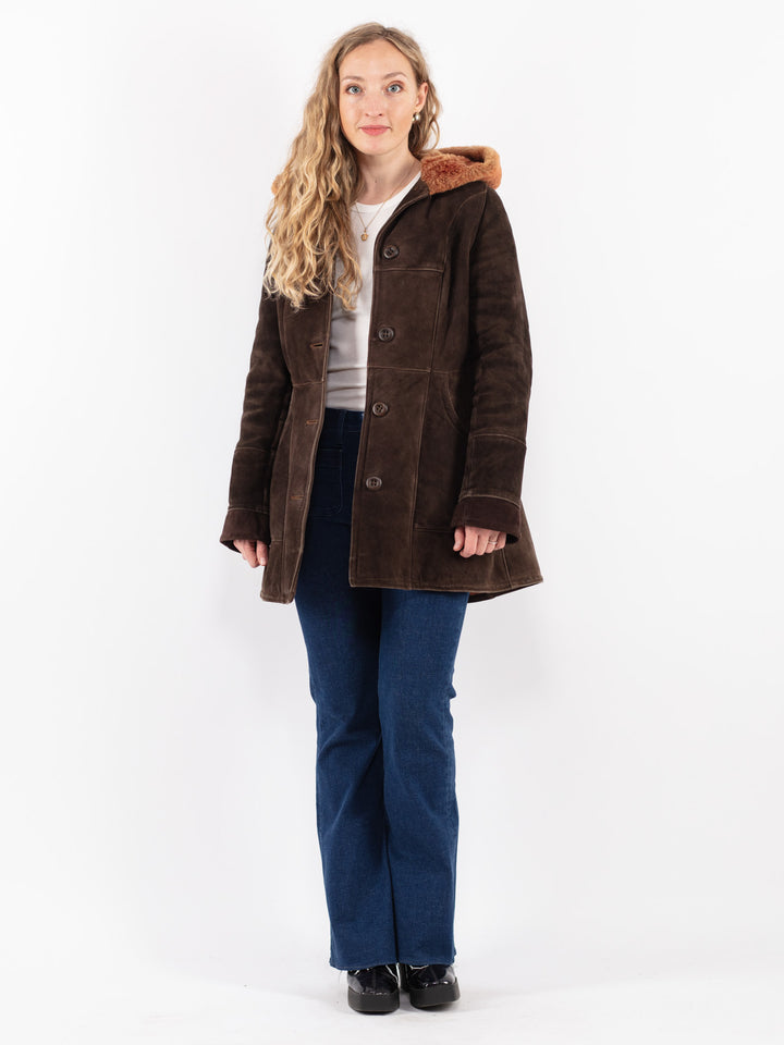 Vintage 70's Women Sheepskin Coat in Brown