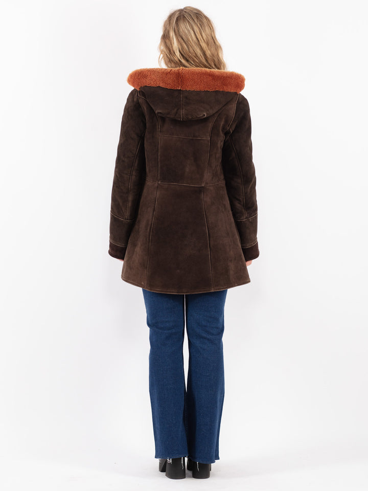 Vintage 70's Women Sheepskin Coat in Brown
