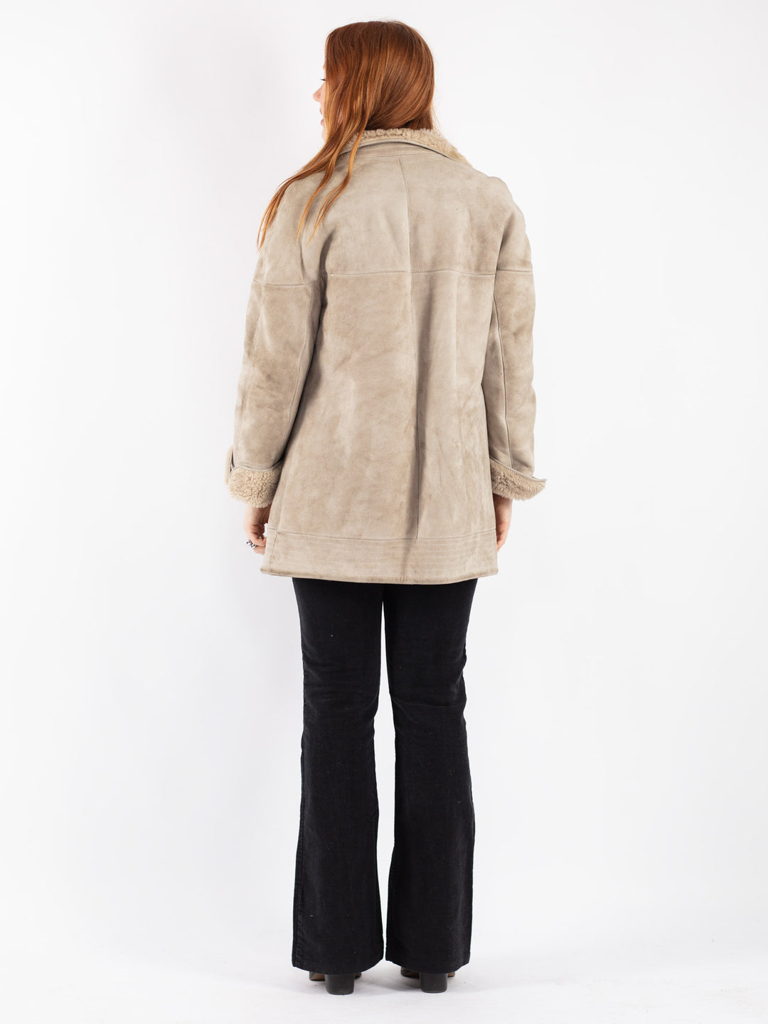 Vintage 70's Women Sheepskin Coat in Beige