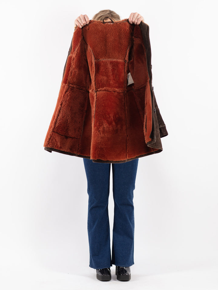 Vintage 70's Women Sheepskin Coat in Brown