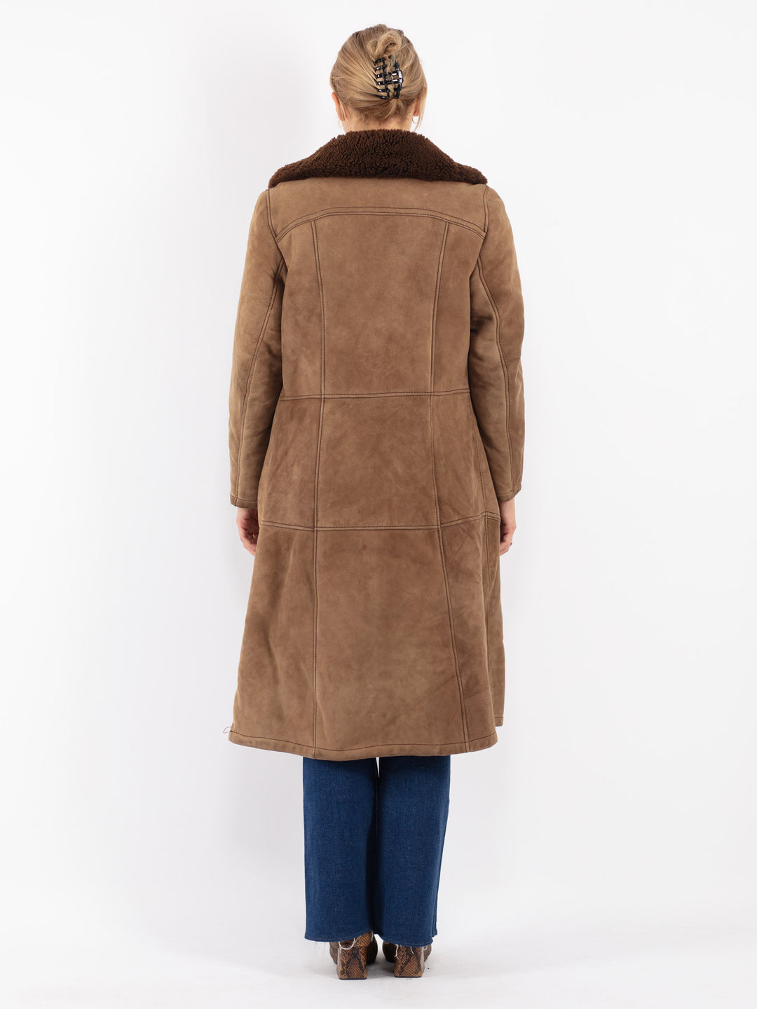Vintage 70's Women Sheepskin Coat in Brown