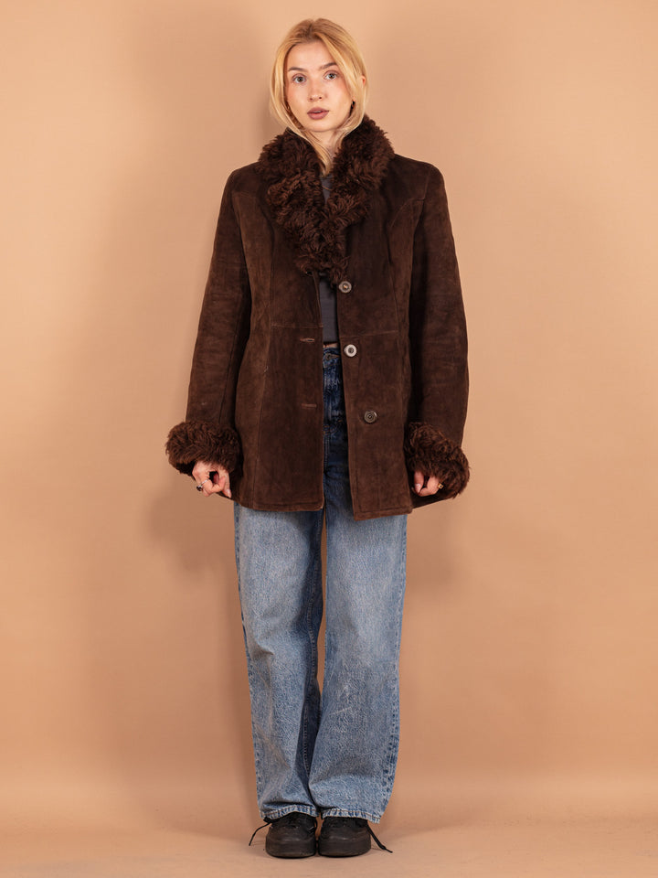 Vintage 70's Women Sheepskin Coat in Brown - NorthernGrip