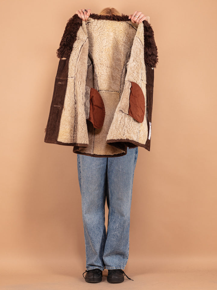 Vintage 70's Women Sheepskin Coat in Brown - NorthernGrip