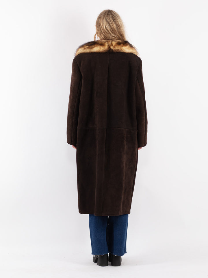 Vintage 70's Women Sheepskin Coat in Brown