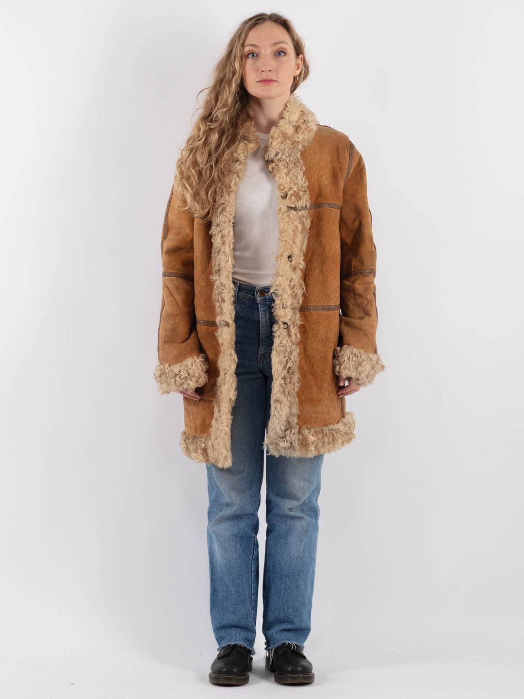 Vintage 70's Women Sheepskin Coat in BrownV9303