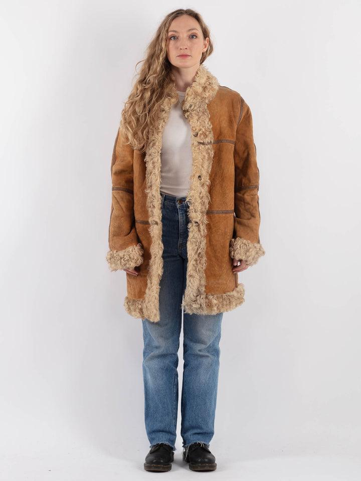 Vintage 70's Women Sheepskin Coat in BrownV9303
