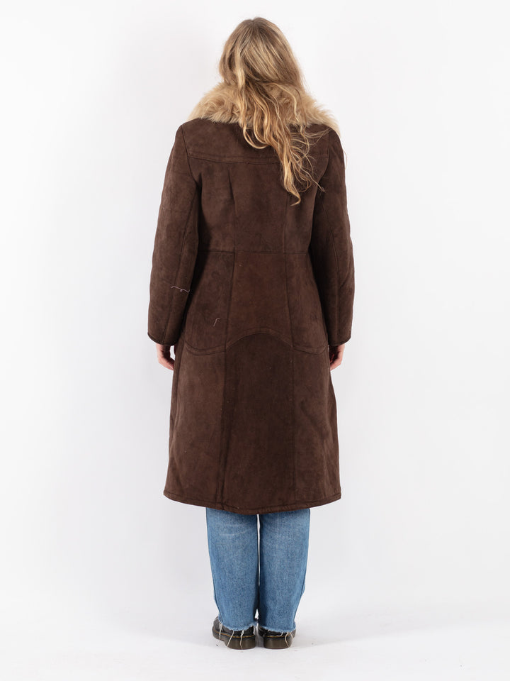Vintage 70's Women Sheepskin Coat in Brown