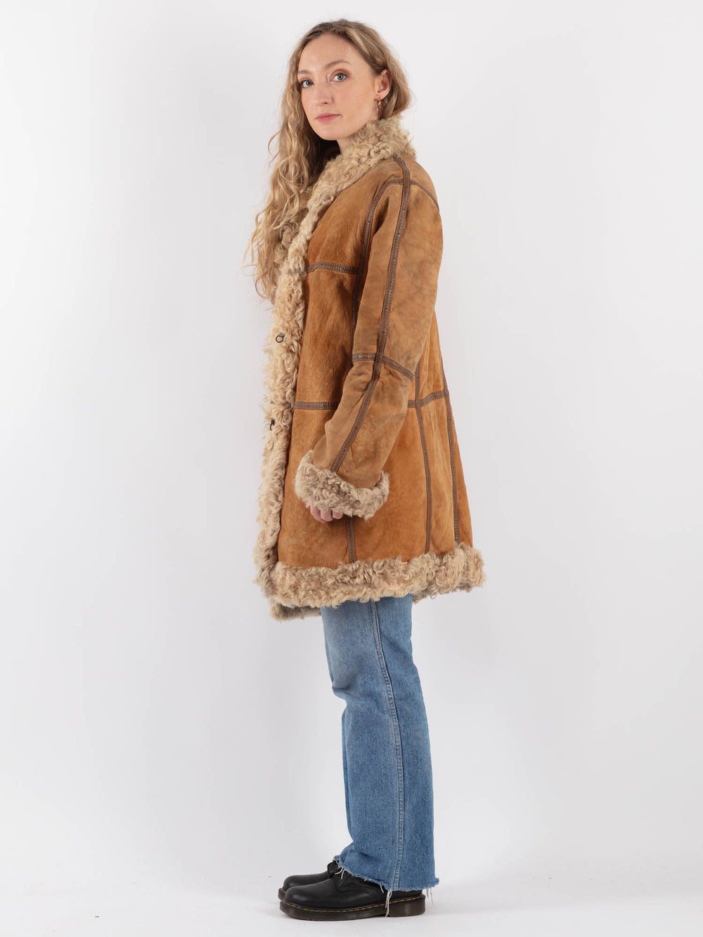 Vintage 70's Women Sheepskin Coat in BrownV9303