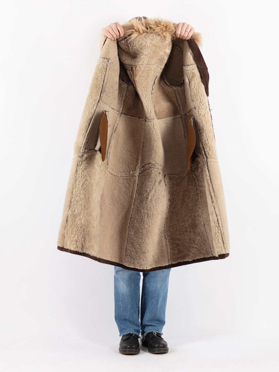 Vintage 70's Women Sheepskin Coat in Brown