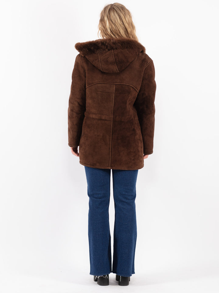 Vintage 70's Women Sheepskin Coat in Brown