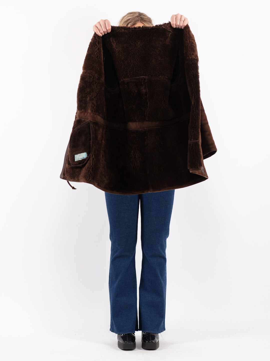 Vintage 70's Women Sheepskin Coat in Brown