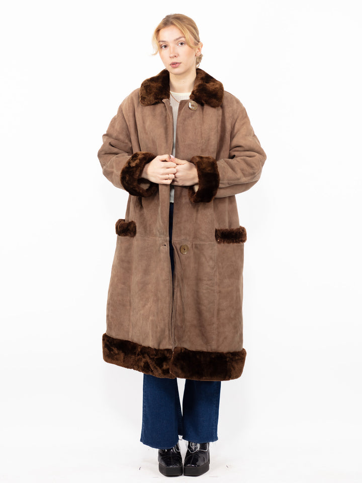 Vintage 70's Women Sheepskin Coat in BrownA0862