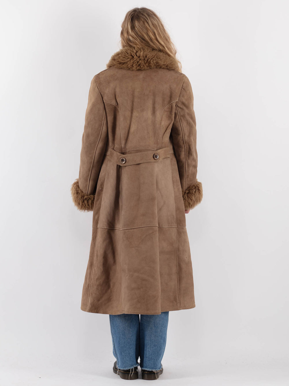 Vintage 70's Women Sheepskin Coat in BeigeV9304