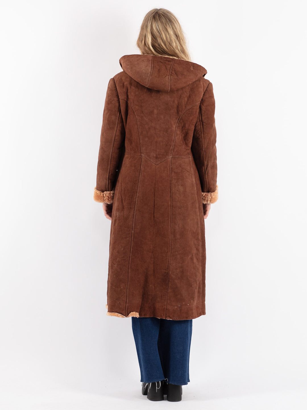 Vintage 70's Women Sheepskin Coat in Brown