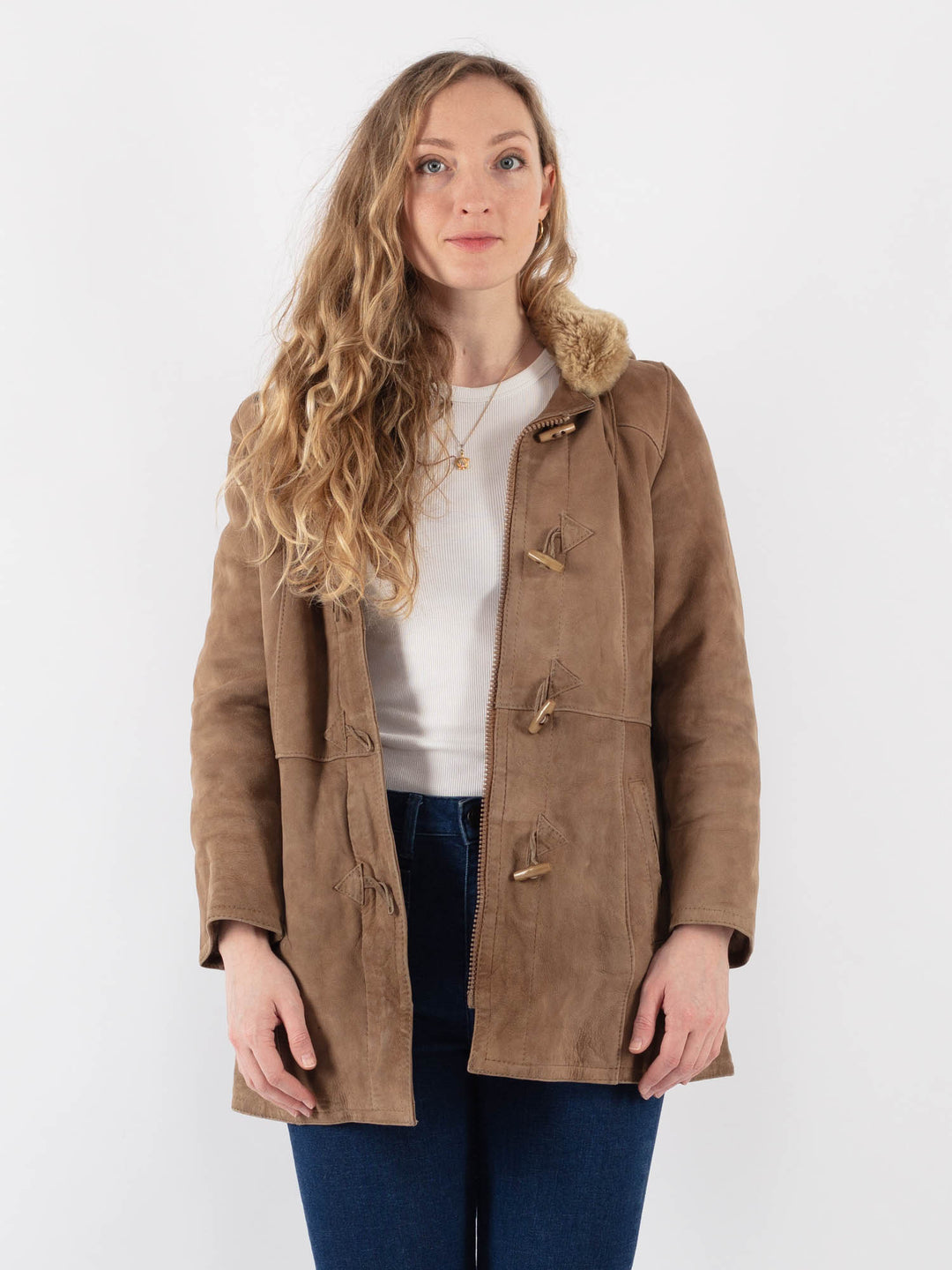 Vintage 70's Women Sheepskin Coat in BeigeV9429