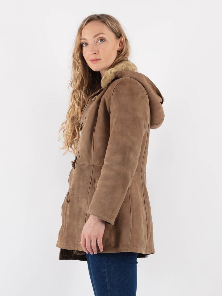 Vintage 70's Women Sheepskin Coat in BeigeV9429