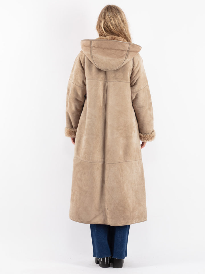 Vintage 70's Women Sheepskin Coat in Beige