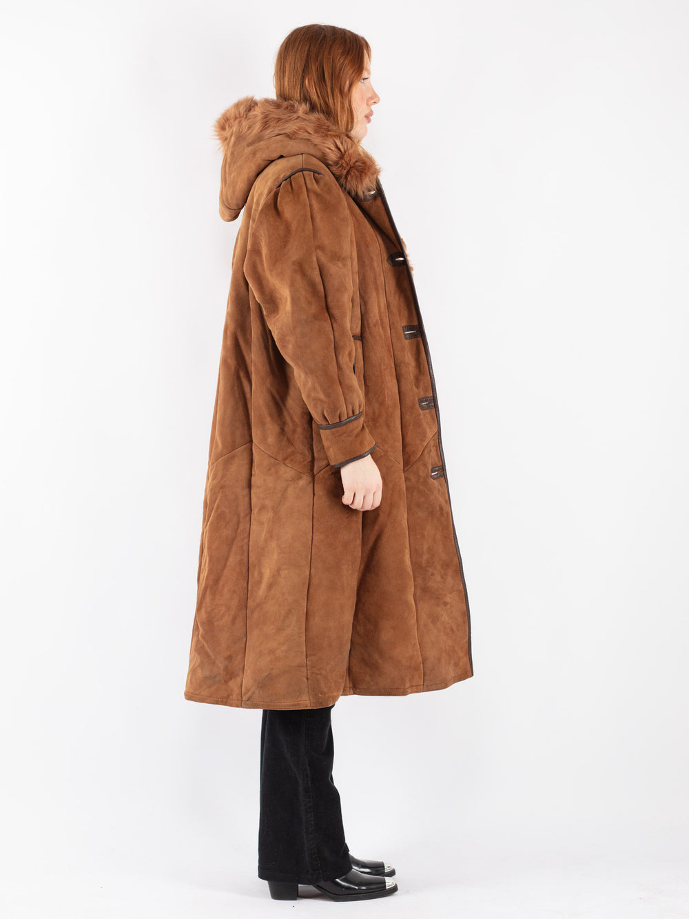 Vintage 70's Women Sheepskin Coat in Brown