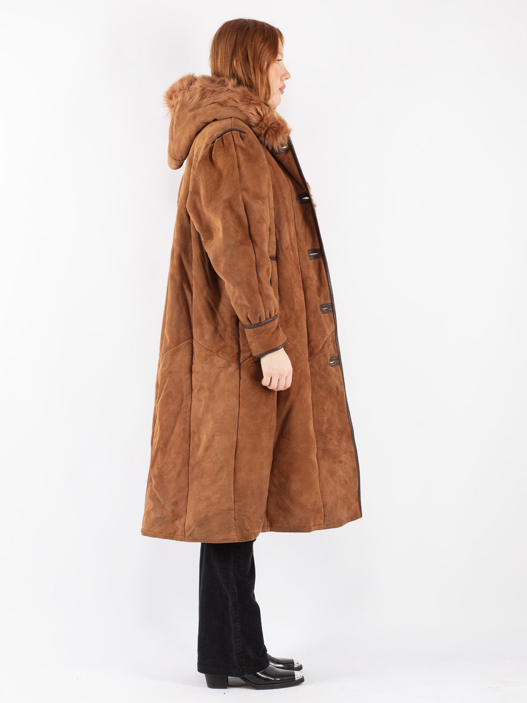 Vintage 70's Women Sheepskin Coat in Brown