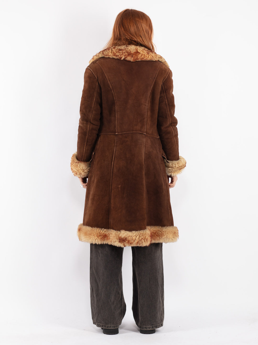Vintage 70's Women Sheepskin Coat in Brown
