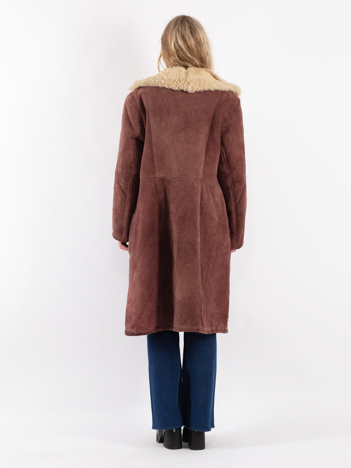 Vintage 70's Women Sheepskin Coat in Brown