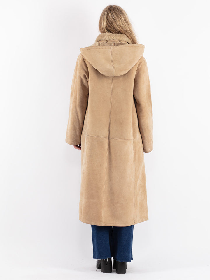 Vintage 70's Women Sheepskin Coat in Beige