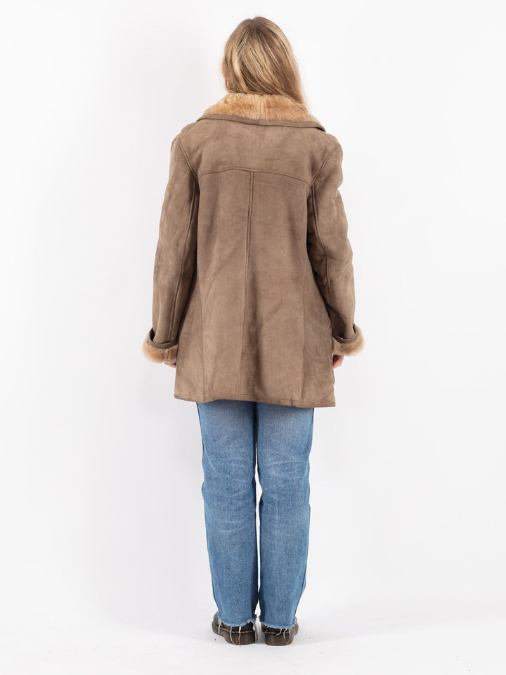 Vintage 70's Women Sheepskin Coat in Beige