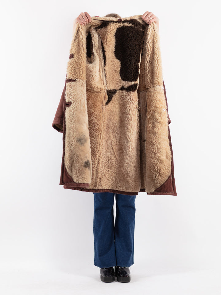 Vintage 70's Women Sheepskin Coat in Brown