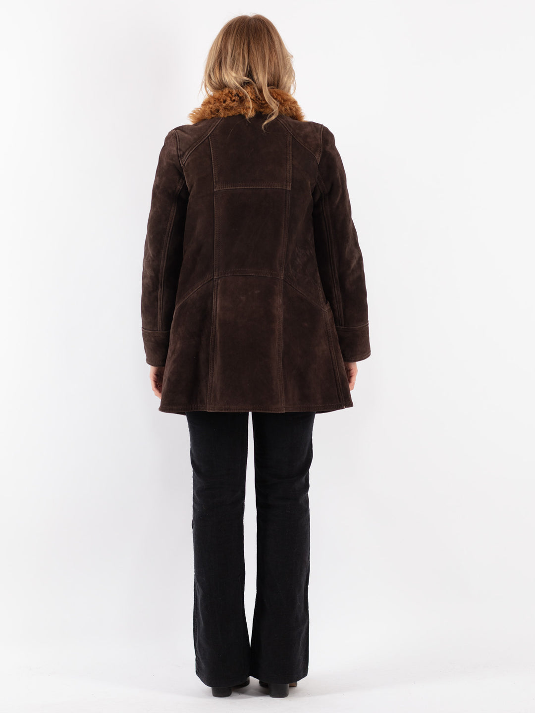 Vintage Women Sheepskin Coat in Brown