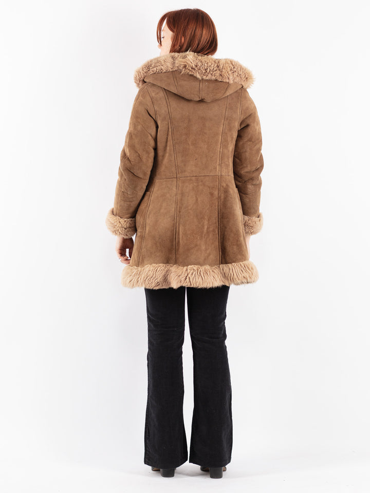 Vintage 70's Women Sheepskin Coat in Beige
