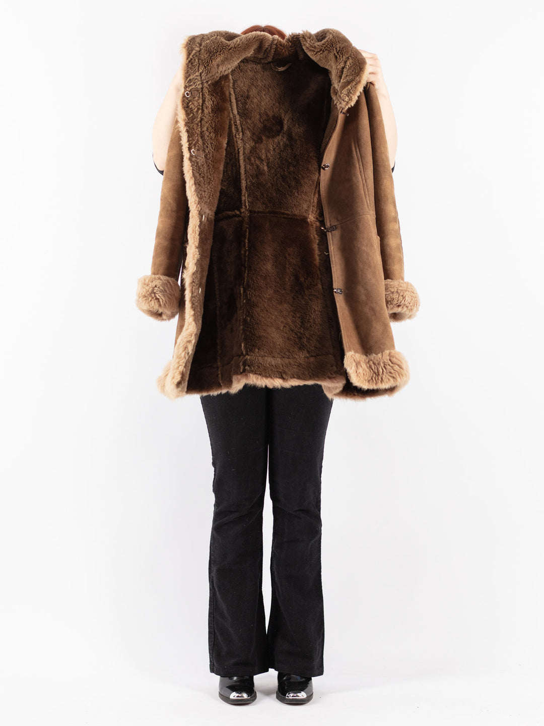 Vintage 70's Women Sheepskin Coat in Beige