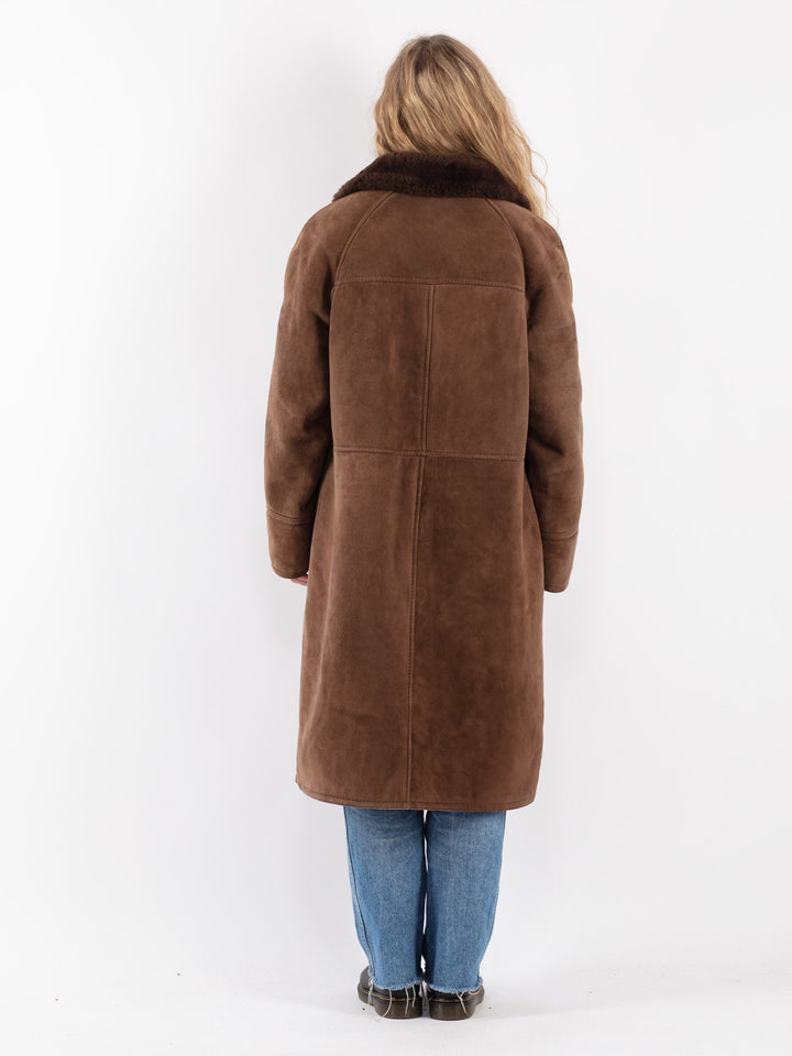 Vintage 70's Women Sheepskin Coat in Brown
