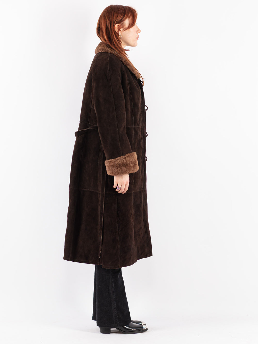 Vintage 70's Women Sheepskin Coat in Brown