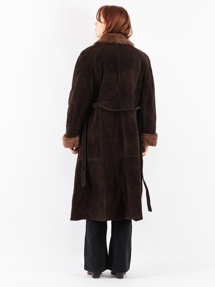 Vintage 70's Women Sheepskin Coat in Brown