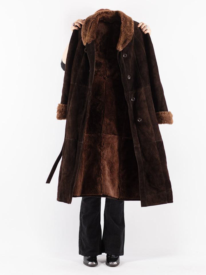 Vintage 70's Women Sheepskin Coat in Brown