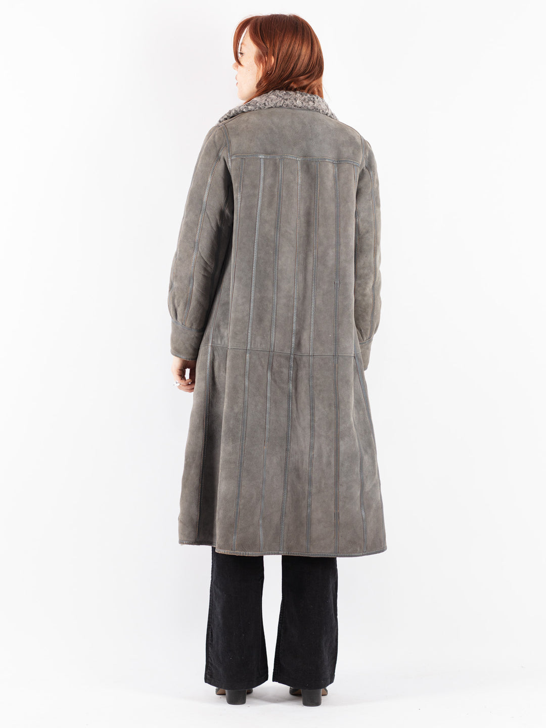 Vintage 70's Women Sheepskin Coat in Gray