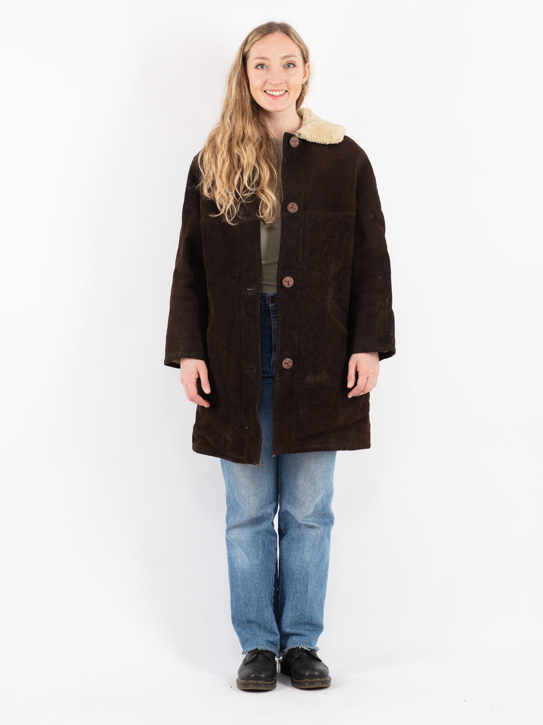 Vintage 70's Women Sheepskin Coat in Brown