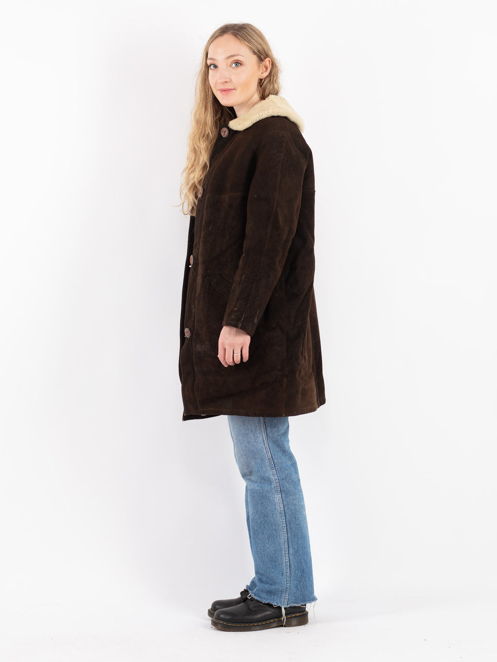 Vintage 70's Women Sheepskin Coat in Brown