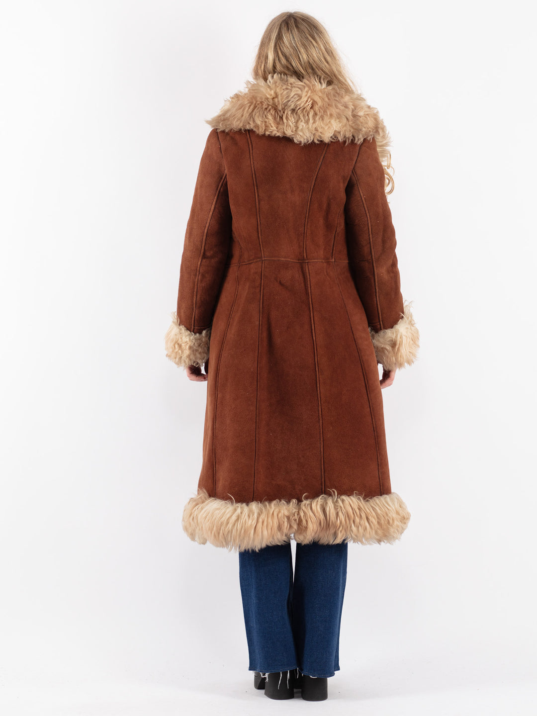 Vintage 70's Women Sheepskin Coat in Brown