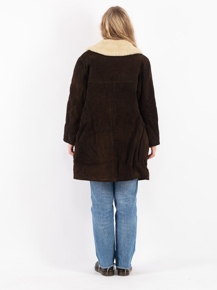 Vintage 70's Women Sheepskin Coat in Brown