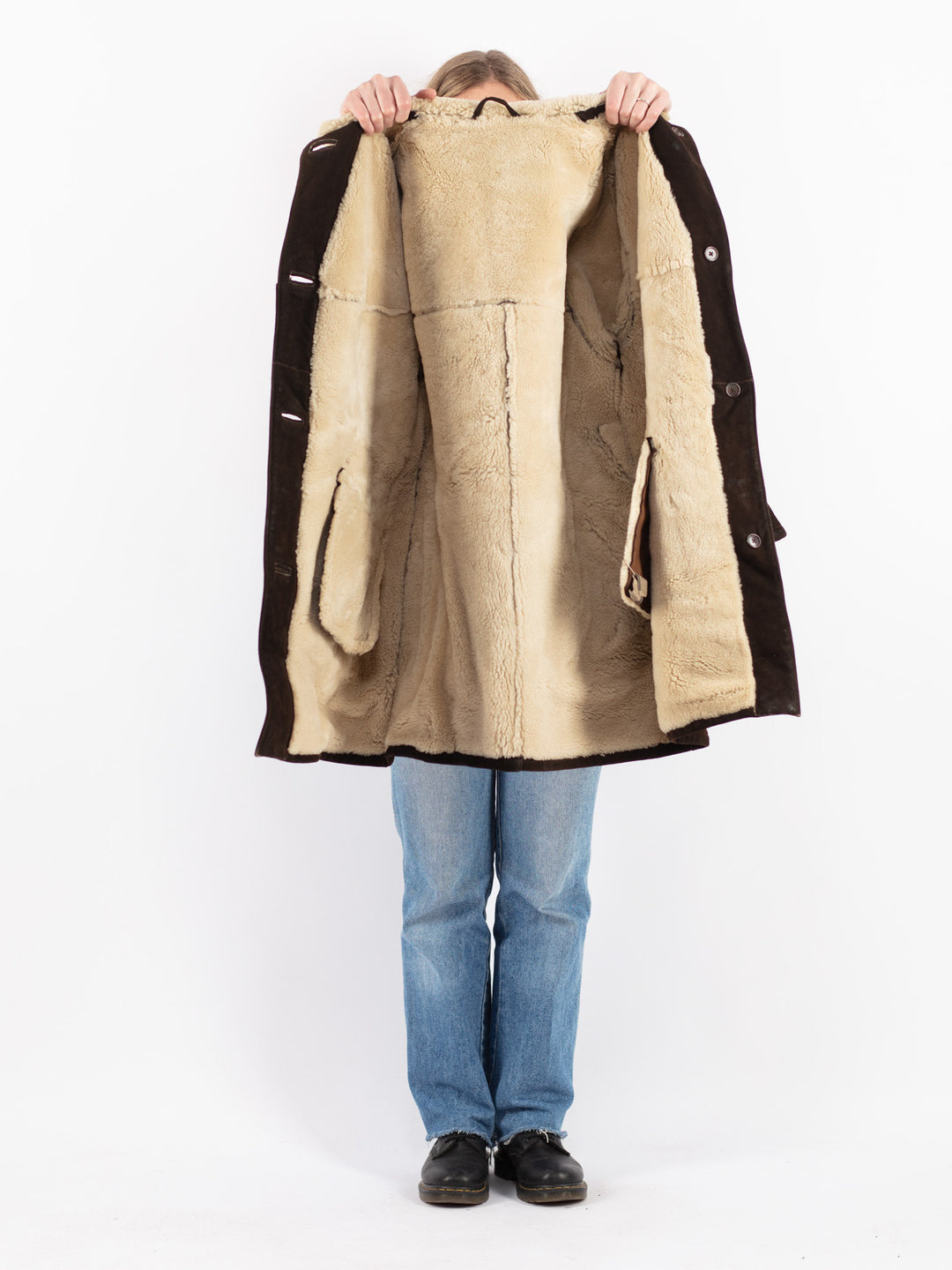 Vintage 70's Women Sheepskin Coat in Brown