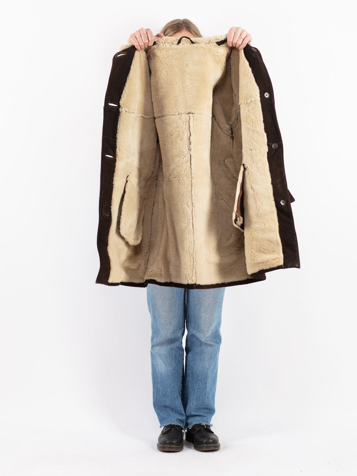 Vintage 70's Women Sheepskin Coat in Brown