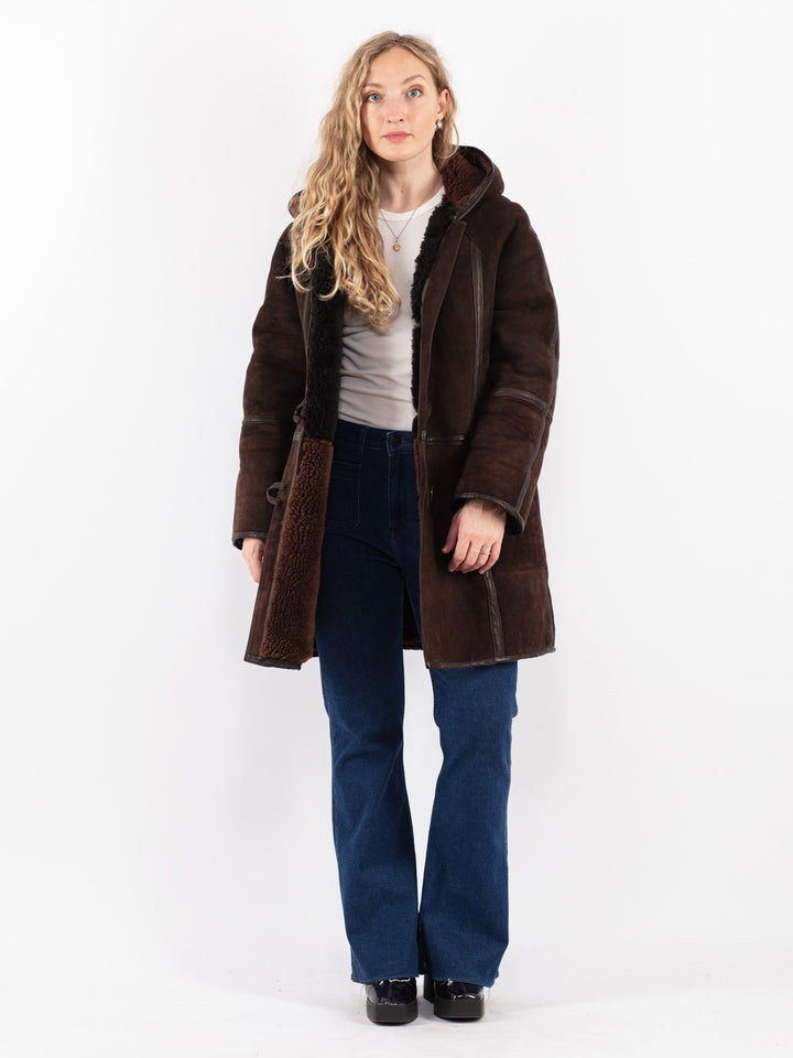 Vintage 70's Women Sheepskin Coat in Brown