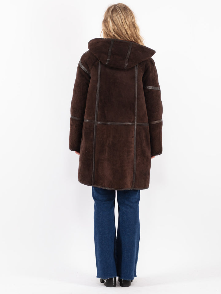 Vintage 70's Women Sheepskin Coat in Brown