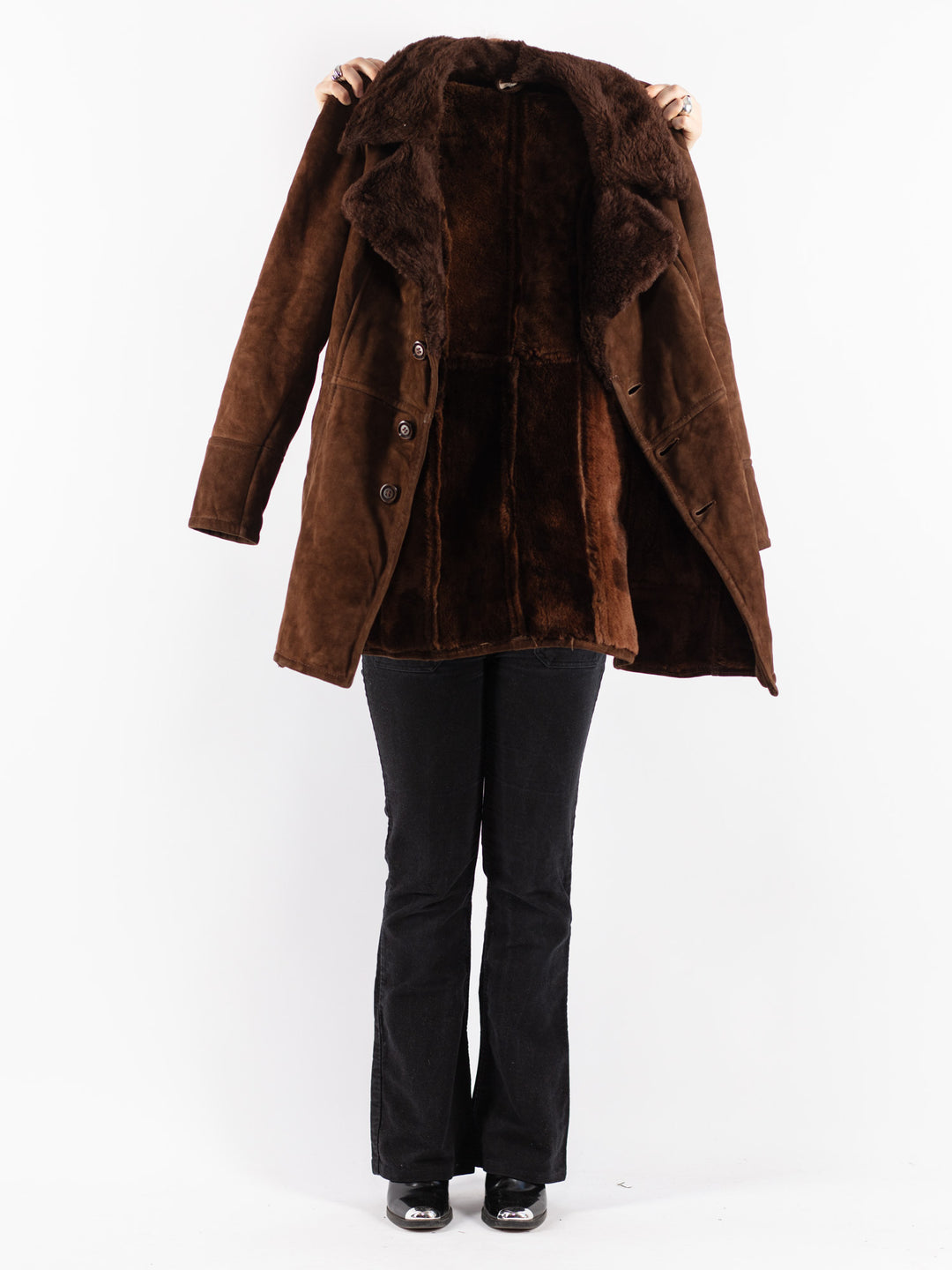 Vintage 70's Women Sheepskin Coat in Brown