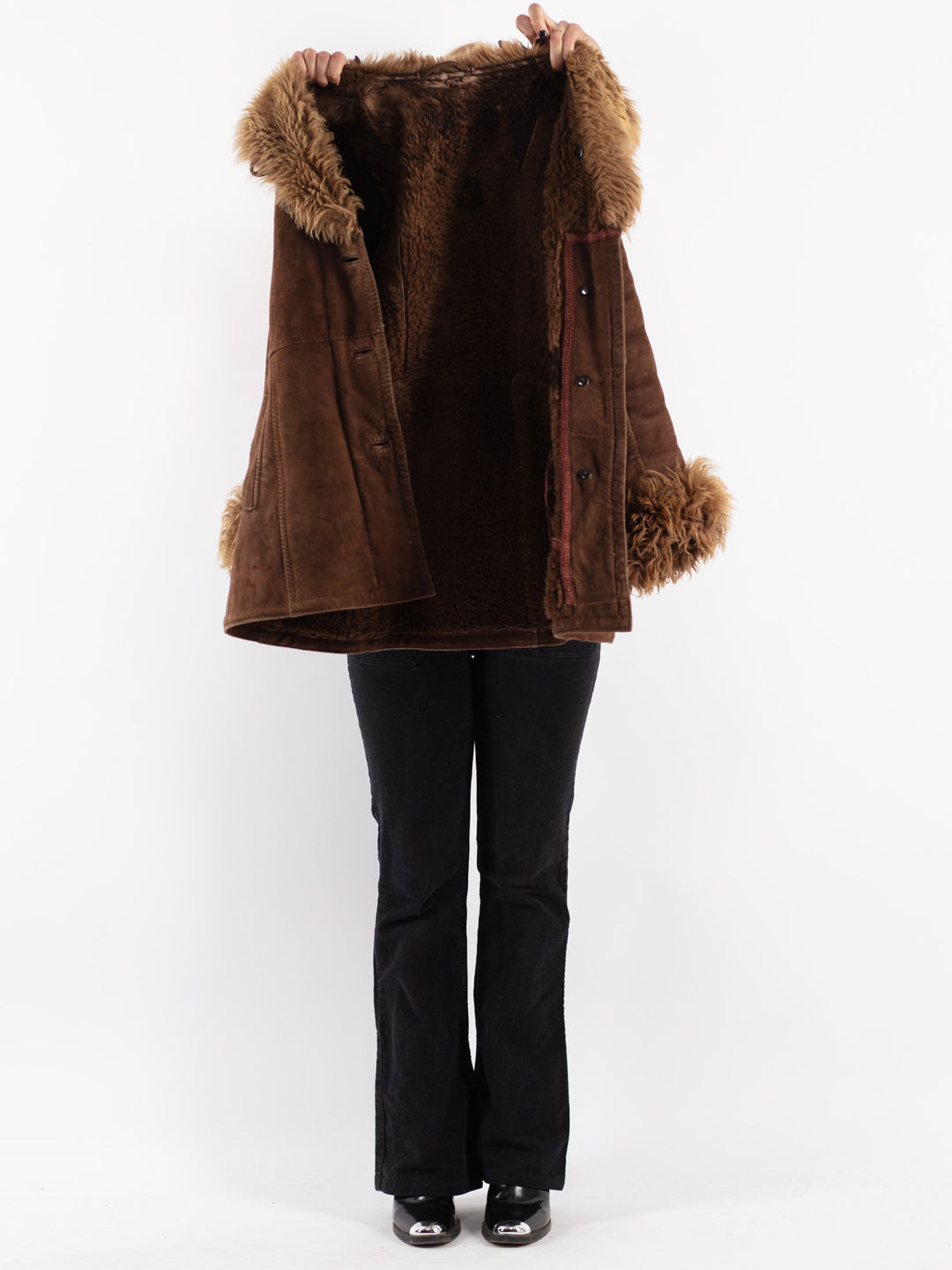 Vintage 70's Women Sheepskin Coat in Brown