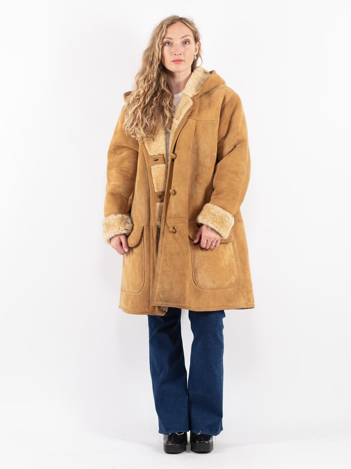 Vintage 70's Women Sheepskin Coat in Beige