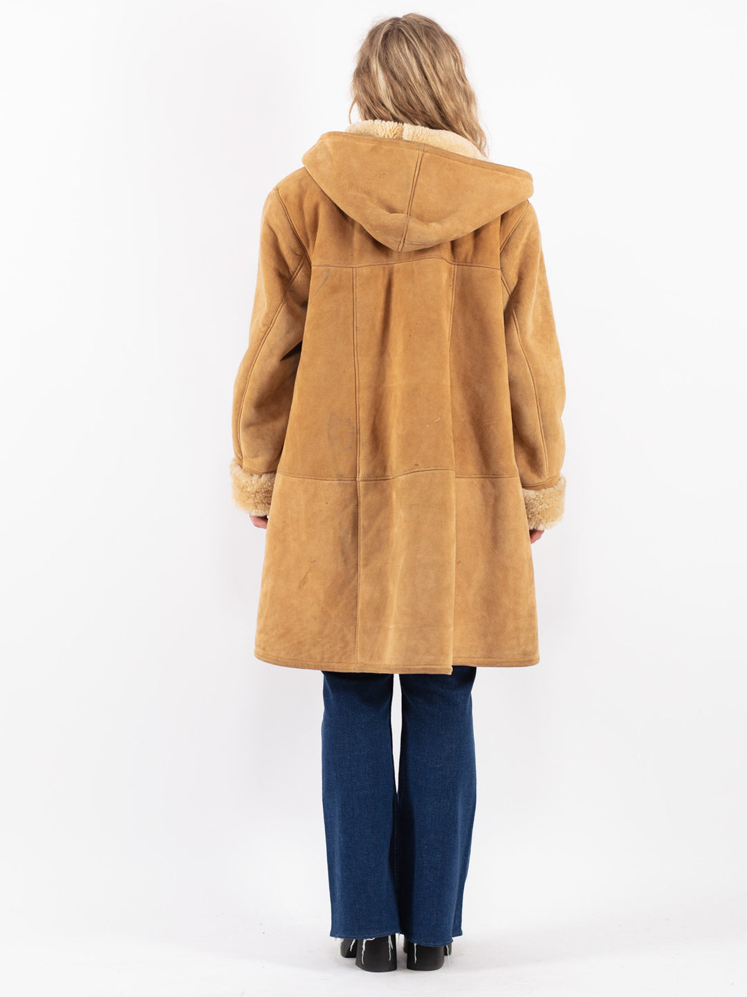 Vintage 70's Women Sheepskin Coat in Beige