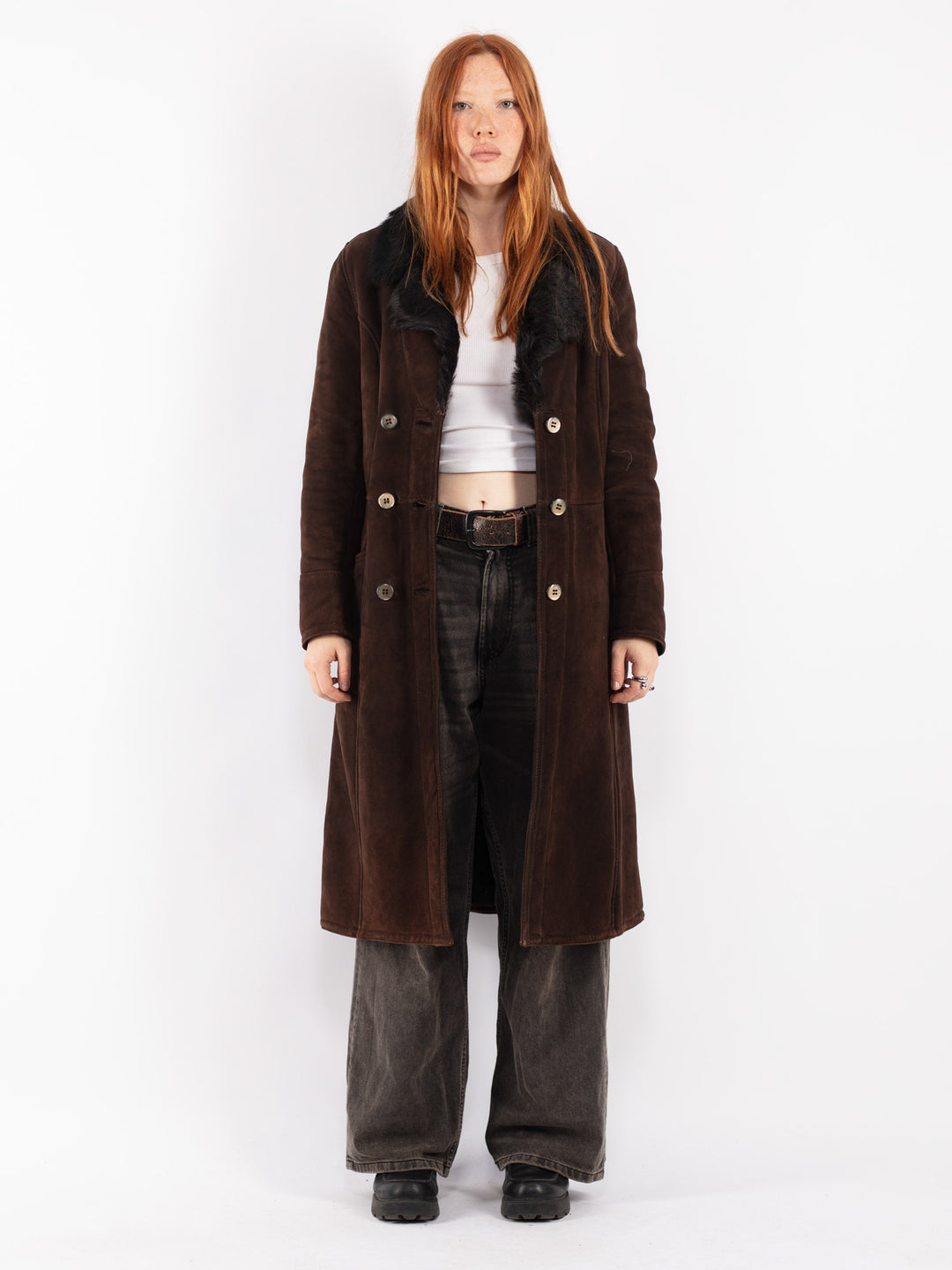 Vintage 70's Women Sheepskin Coat in Brown