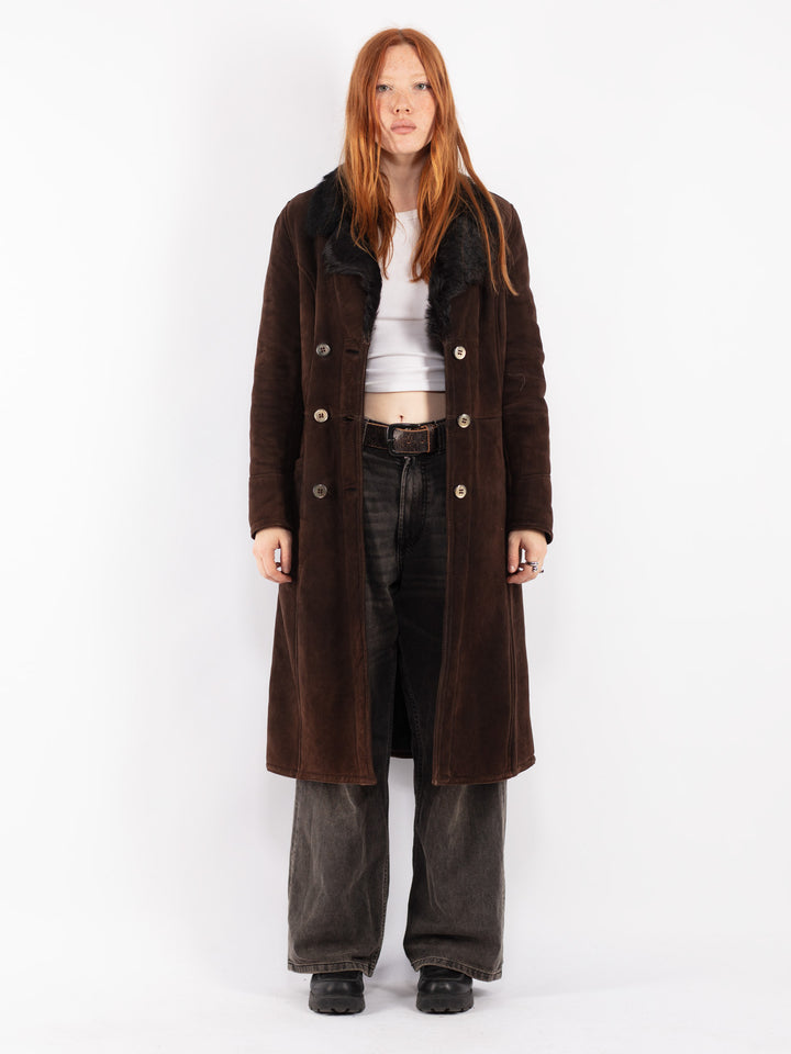 Vintage 70's Women Sheepskin Coat in Brown